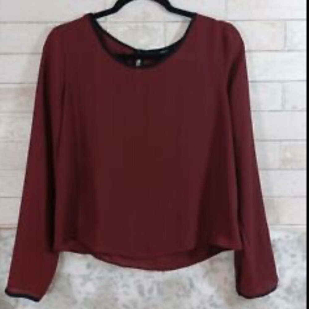 F21 burgundy chiffon blouse